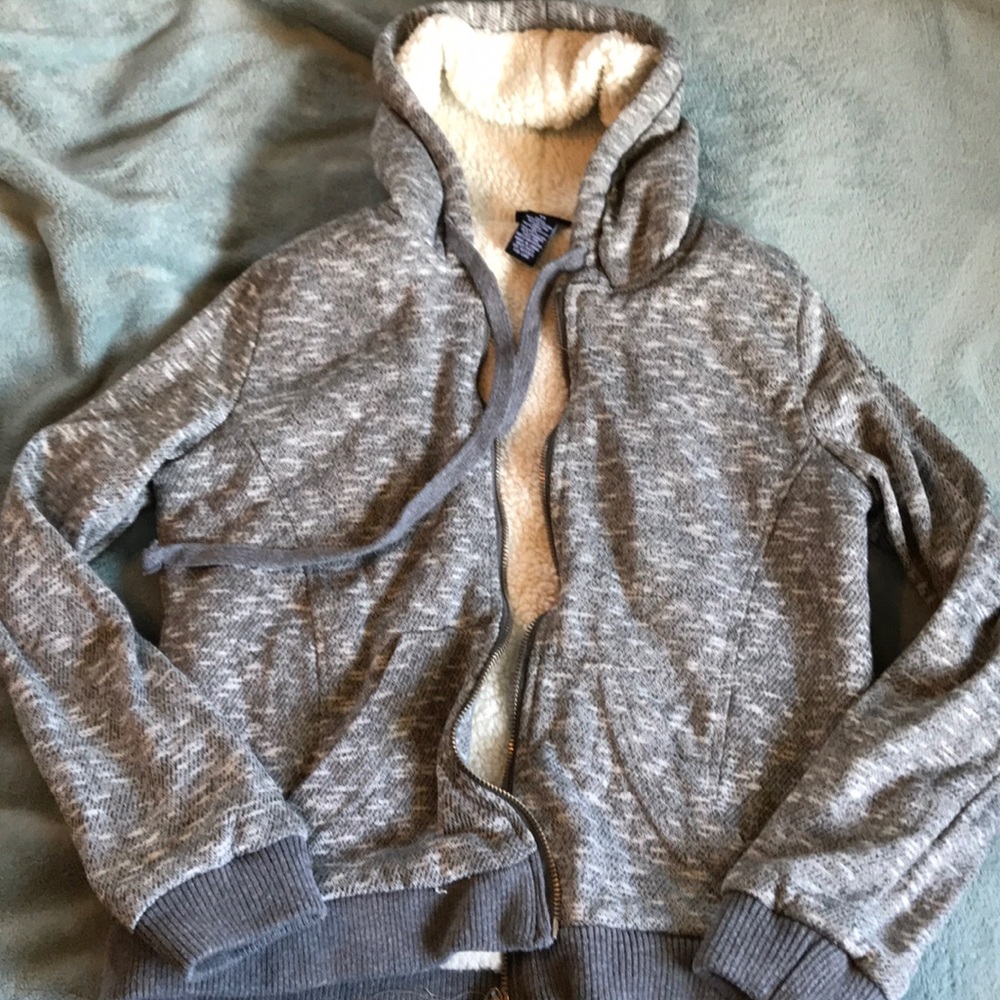 Grey fleece lined zip up hoody